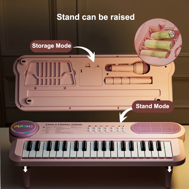 Piano electrónico para niños con micrófono y teclas