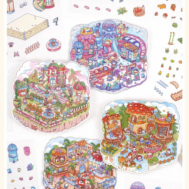 Pegatina 2.5D de paisaje costero estilo cabina DIY para niños - imagen 3