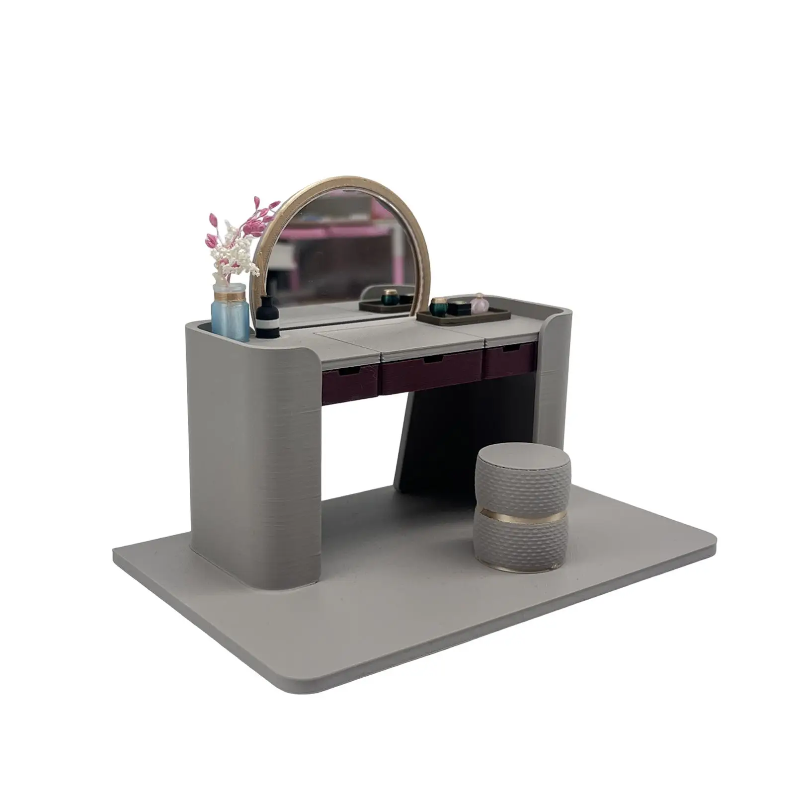 Mesa de tocador mini desplegable para decoración de muñecas