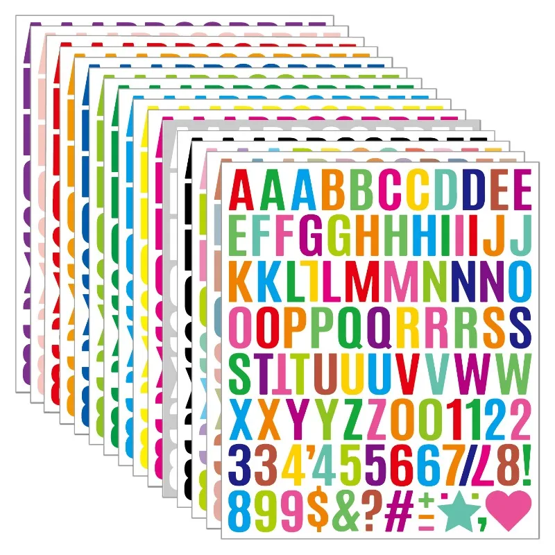 Pegatinas de vinilo negras con letras y números para manualidades