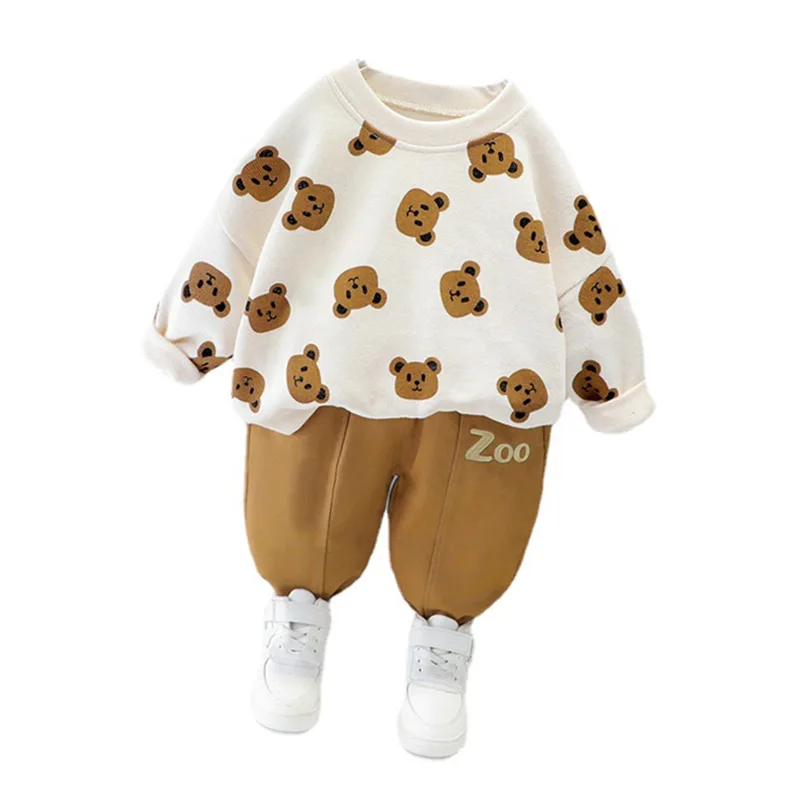 Chándal bebé otoño con camiseta y pantalón cómodo de algodón