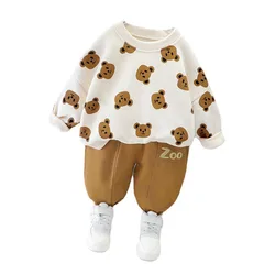 Chándal bebé otoño con camiseta y pantalón cómodo de algodón