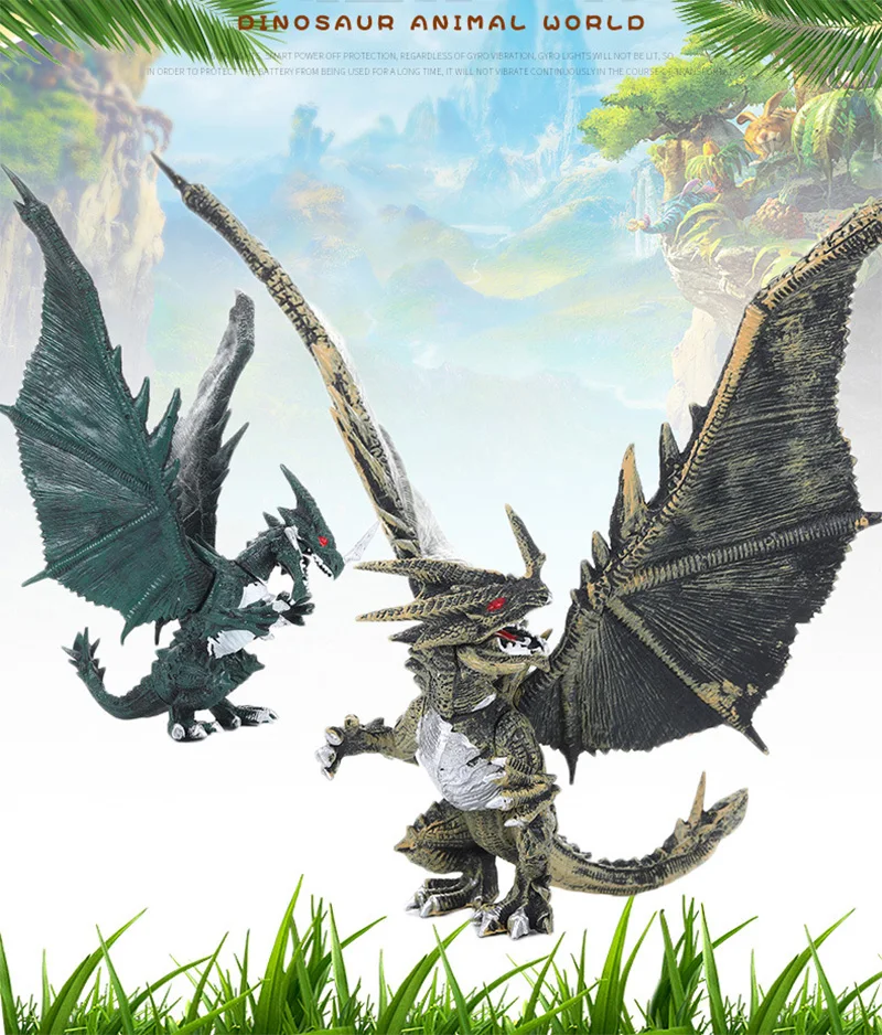 Figura de dinosaurio monstruo dragón volador con alas 3D