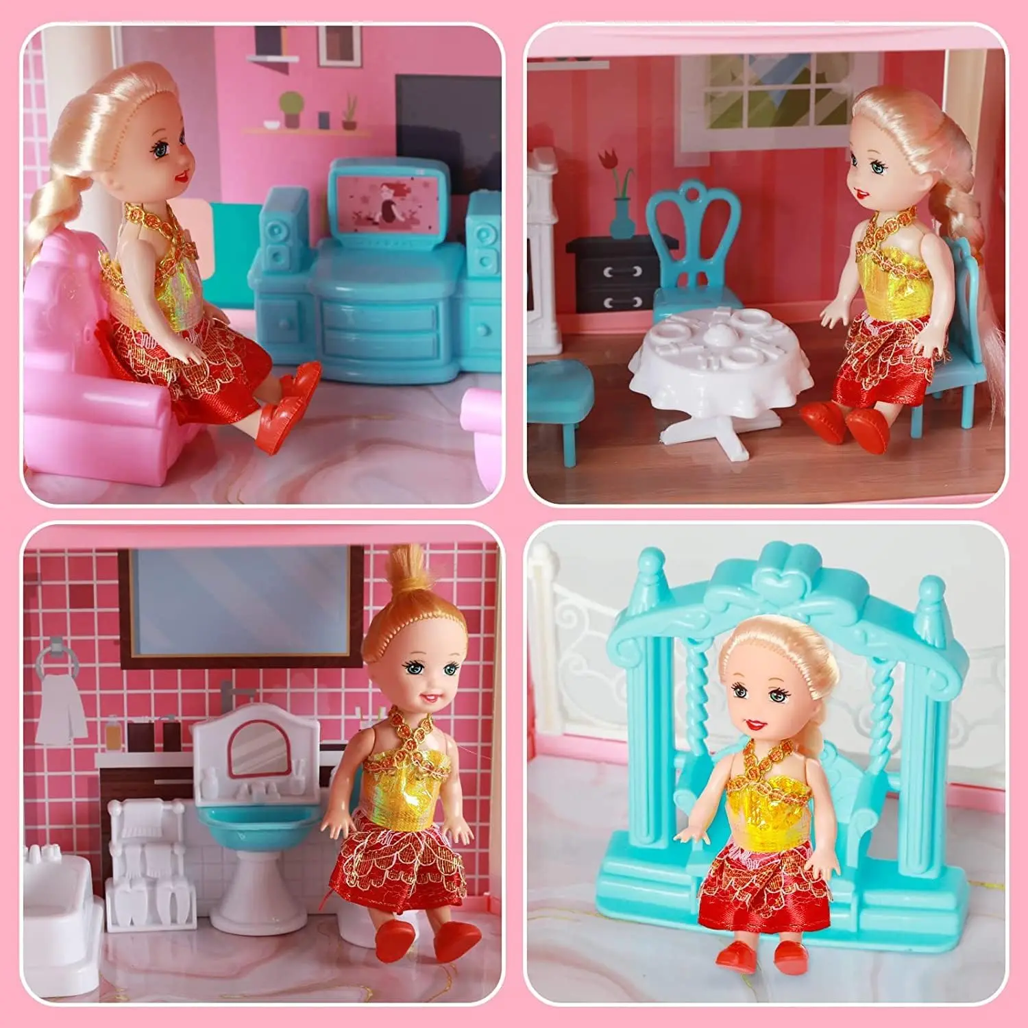 Casa de muñecas con luces para niñas – Habitación princesa - imagen 5