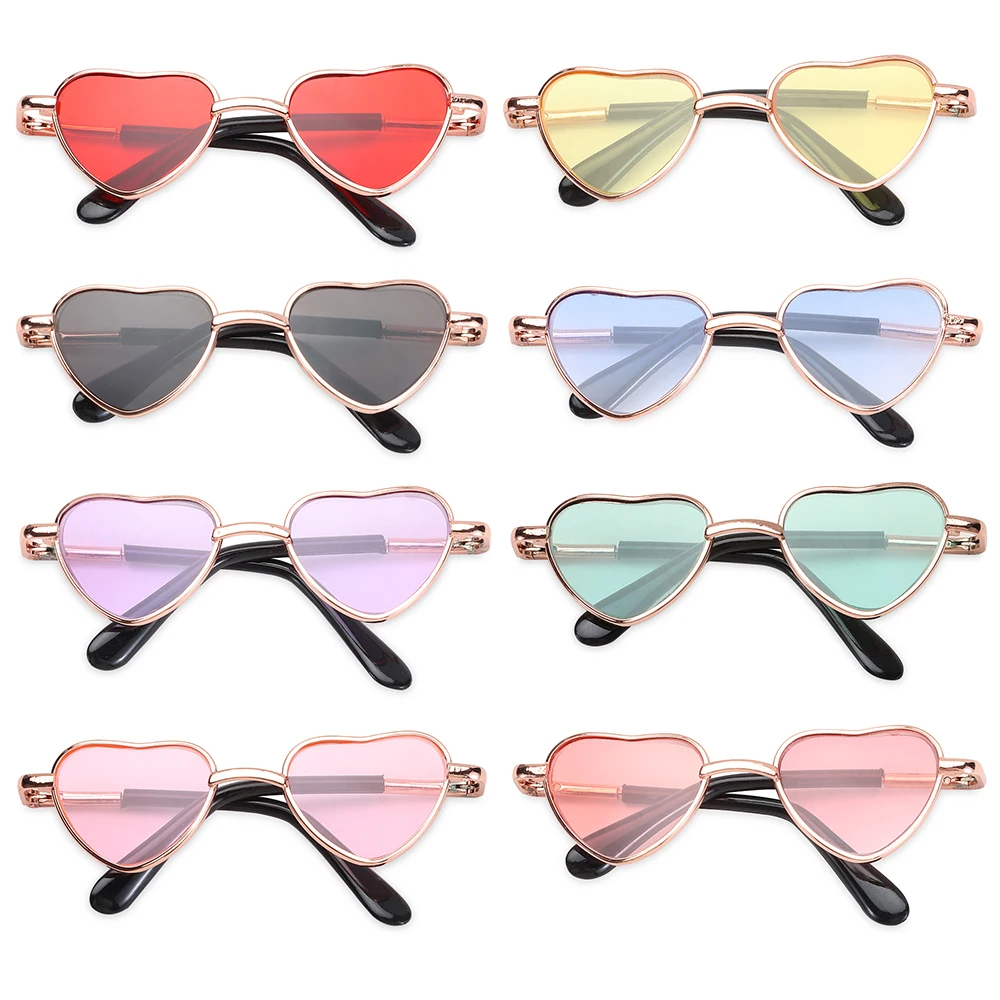 Gafas de sol vintage para muñeca metal con lentes corazón - imagen 2