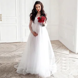 Vestido premamá manga larga para sesión de fotos