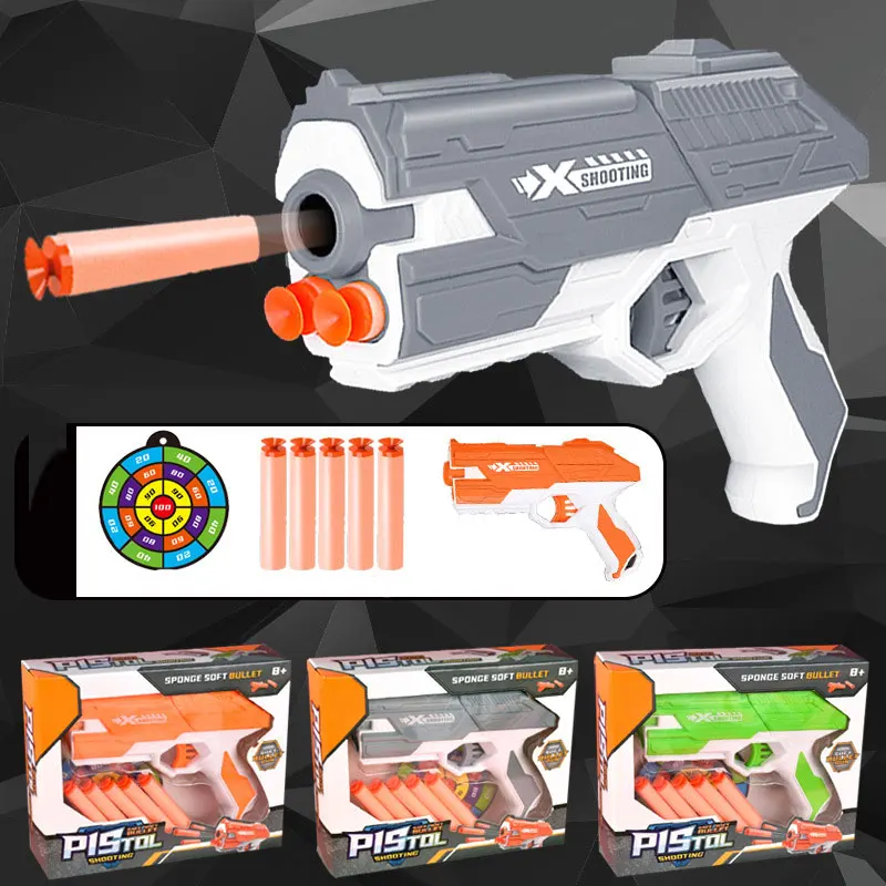 Pistola de juguete de dardos de balas blandas manual