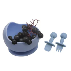 Juego cuchara tenedor oso silicona bebé aprendizaje