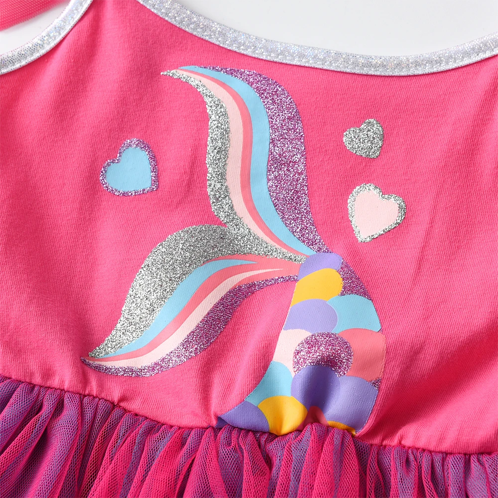 DXTON disfraz de sirena infantil con vestido verano ajustable - imagen 3