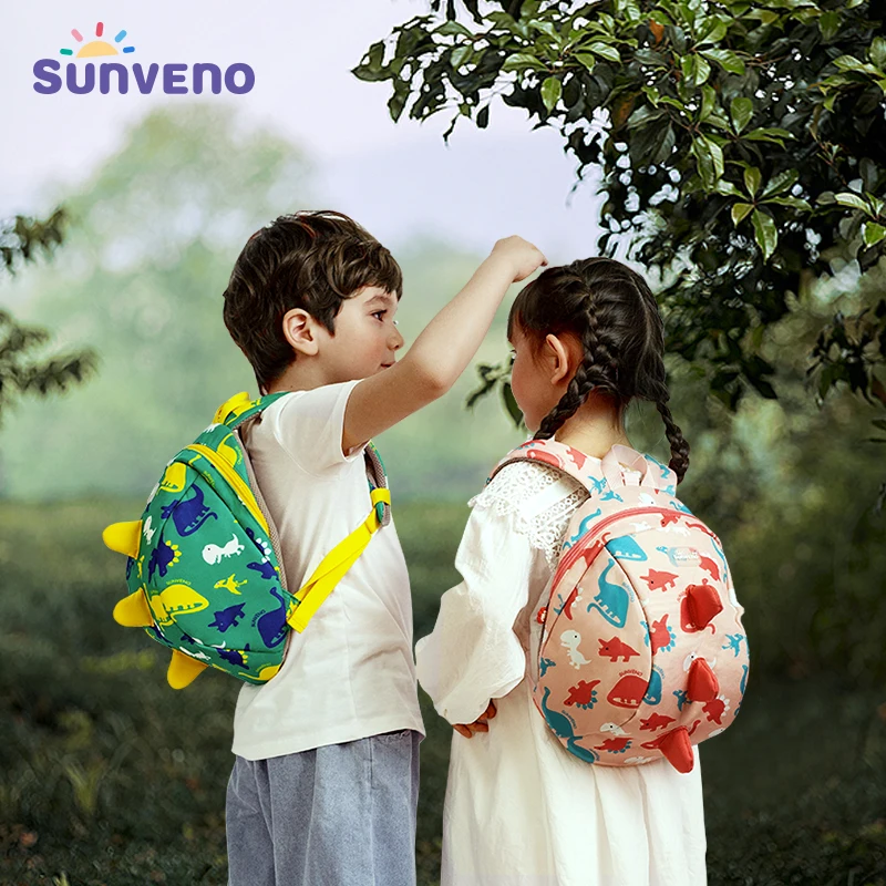 Sunveno mochila preescolar dinosaurio con arnés y bolsa de almuerzo
