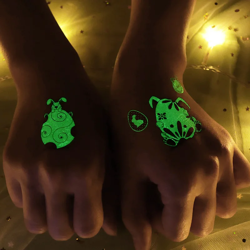 Tatuajes temporales de conejito niño que brillan en la oscuridad - imagen 2