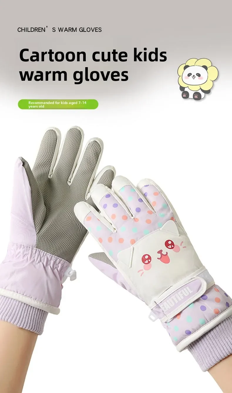 Guantes de esquí para niños con diseño de dibujos animados