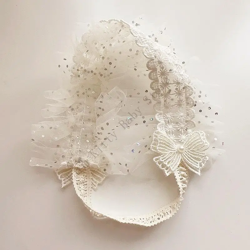 XXFE diadema de encaje ajustable para bebé, elástico suave - imagen 4