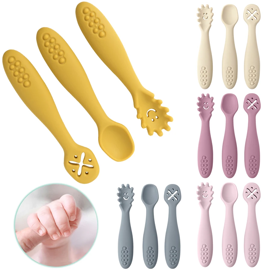 Cubiertos de silicona para bebé: cuchara y tenedor - imagen 2