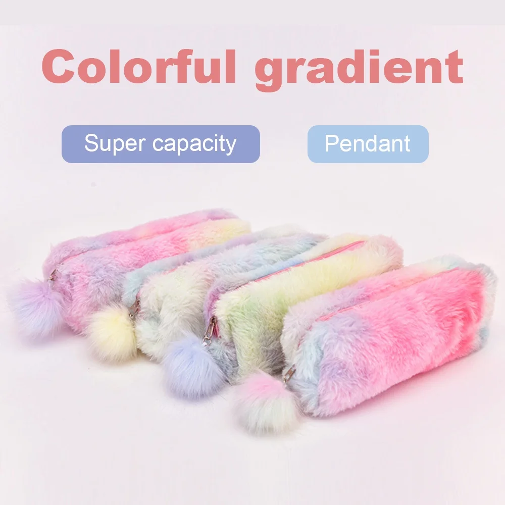 Estuche escolar Kawaii de felpa con gran capacidad para niñas