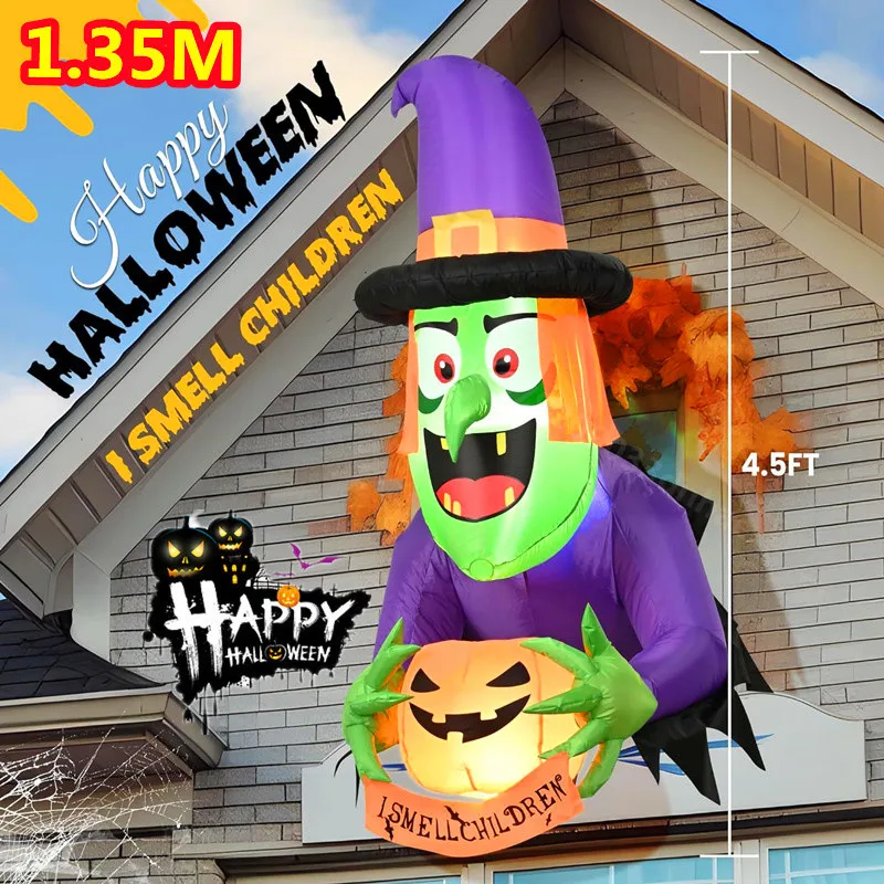 Bruja inflable de ventana con luces LED para Halloween - imagen 5