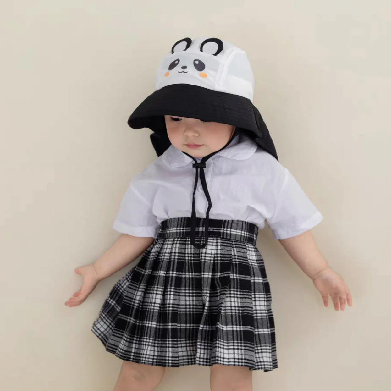 Sombrero de sol infantil con ala ancha y solapa de cuello