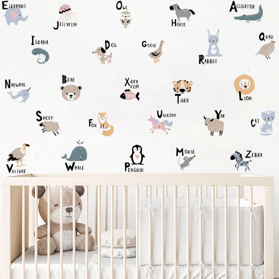 Pegatinas de pared infantiles de animales y alfabeto para aula - imagen 3