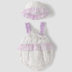 Vestido veraniego para niña de algodón floral con sombrero incluido