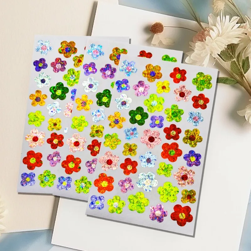 Mini pegatinas holográficas de encaje floral infantil