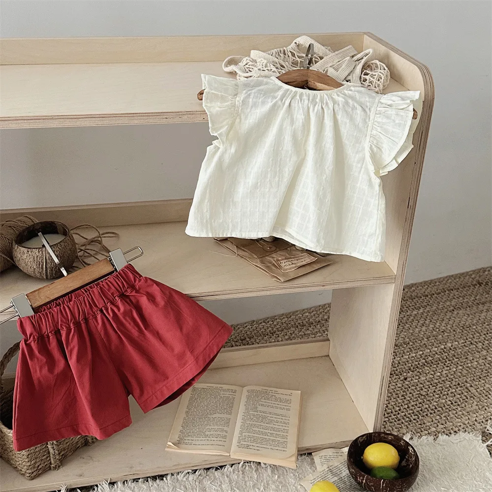 Camisa de verano para niña con manga acampanada estilo básico - imagen 2