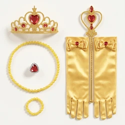 Accesorios de princesa para disfraz con tiara dorada, varita y guantes