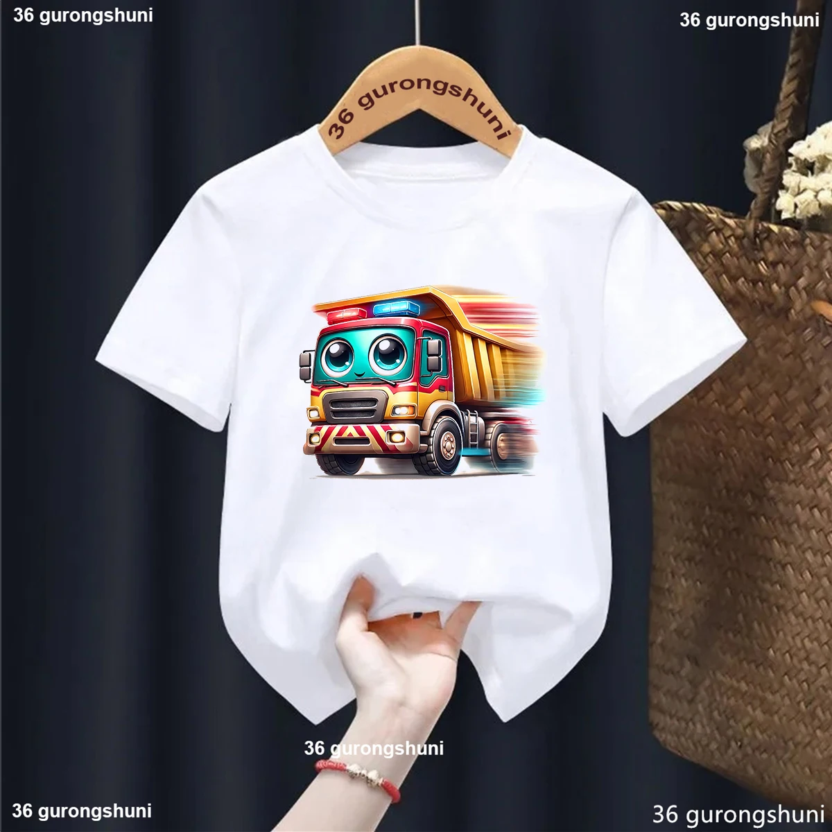 Camiseta estampado excavadora para niño y niña – Verano Kawaii - imagen 3