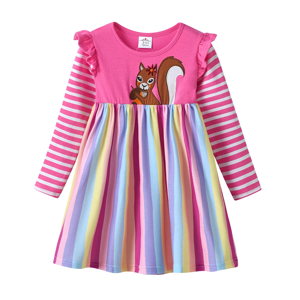 Vestido DXTON rayas manga larga niña escolar otoño