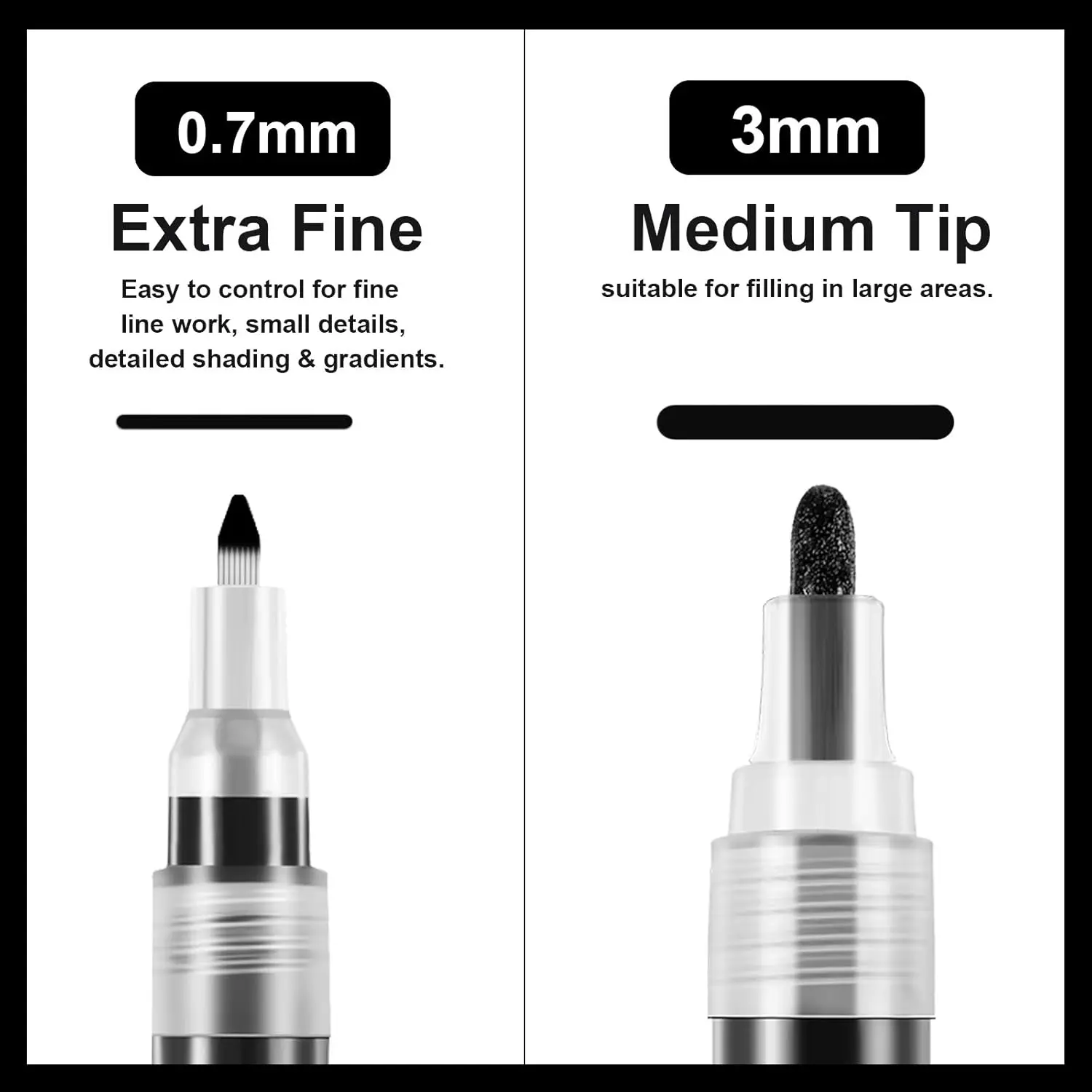 Bolígrafos de pintura acrílica impermeables plata, oro y negro