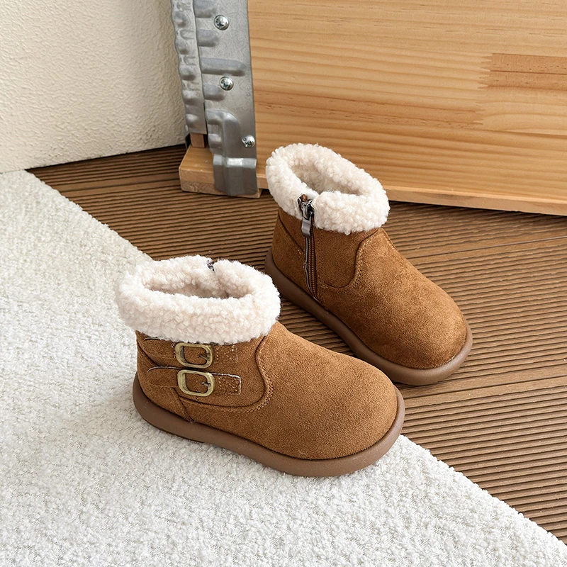Botas de nieve de felpa antideslizantes para bebés y niños