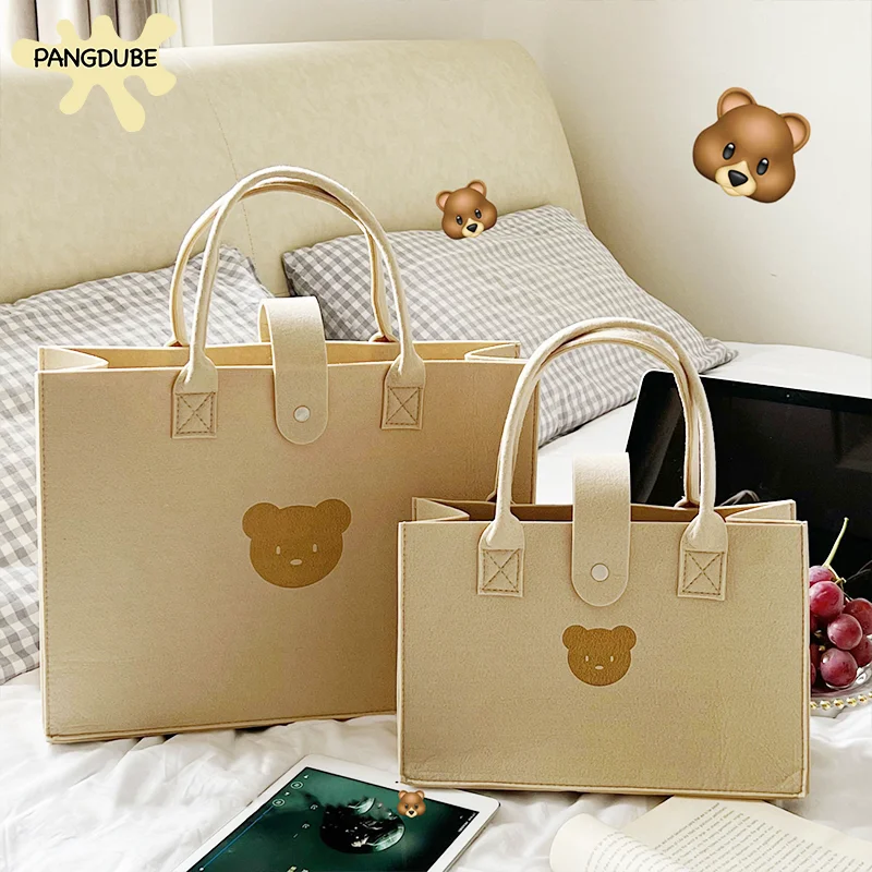 Bolsa maternal de fieltro con oso tierno para bebé - imagen 3