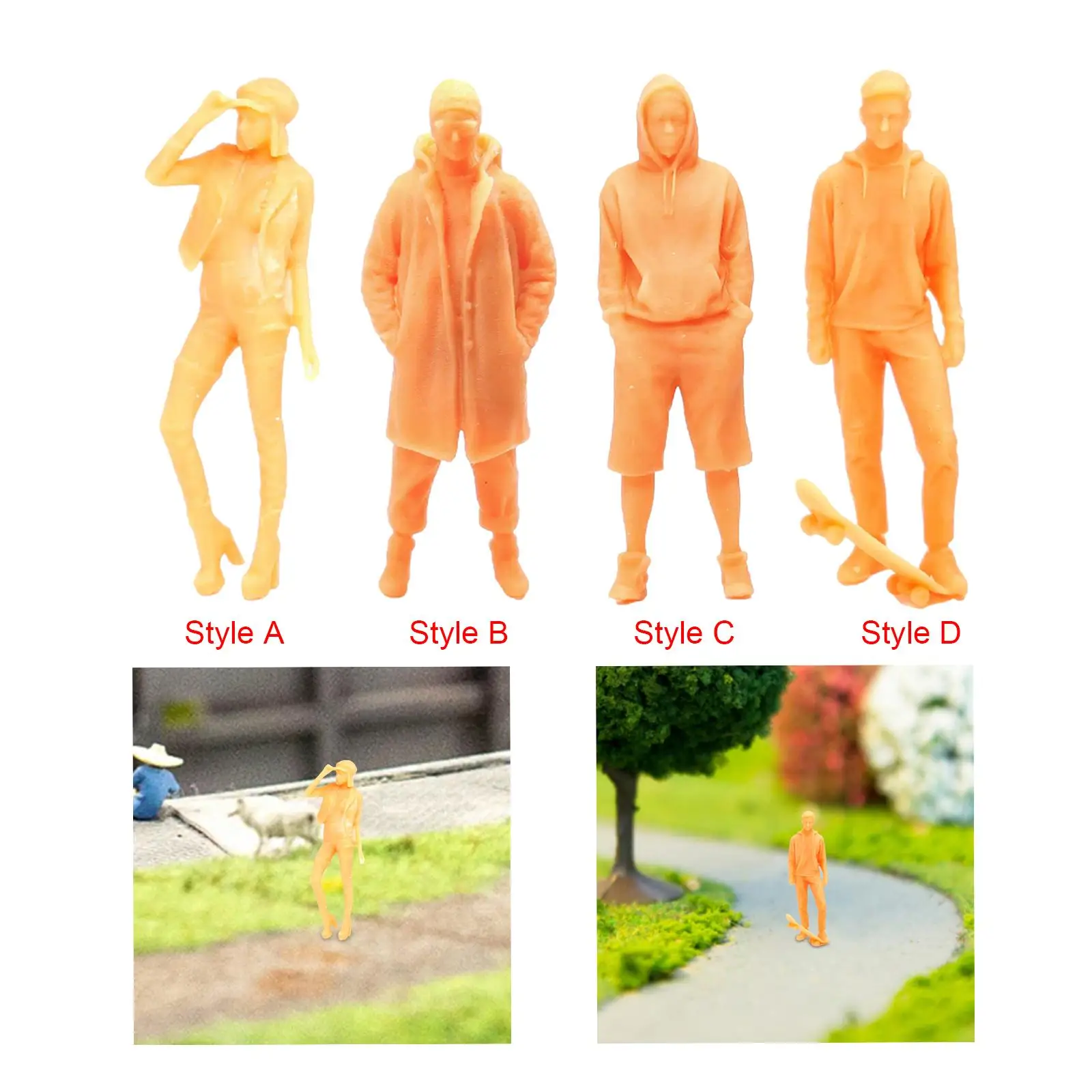 1/64 Scale Figures for Miniature Scenes, Tiny People Resin Models for Diorama and Garden