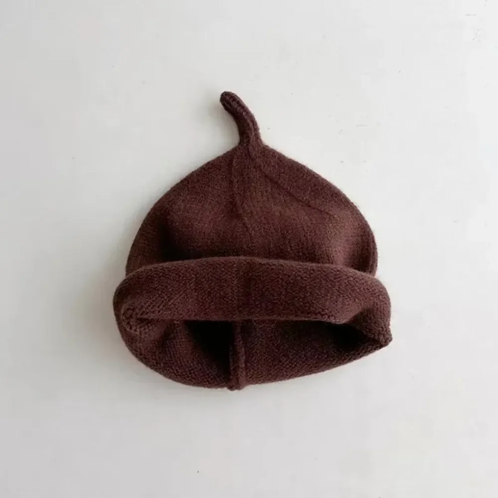 Gorro de invierno grueso ganchillo para niños – Color sólido y cálido