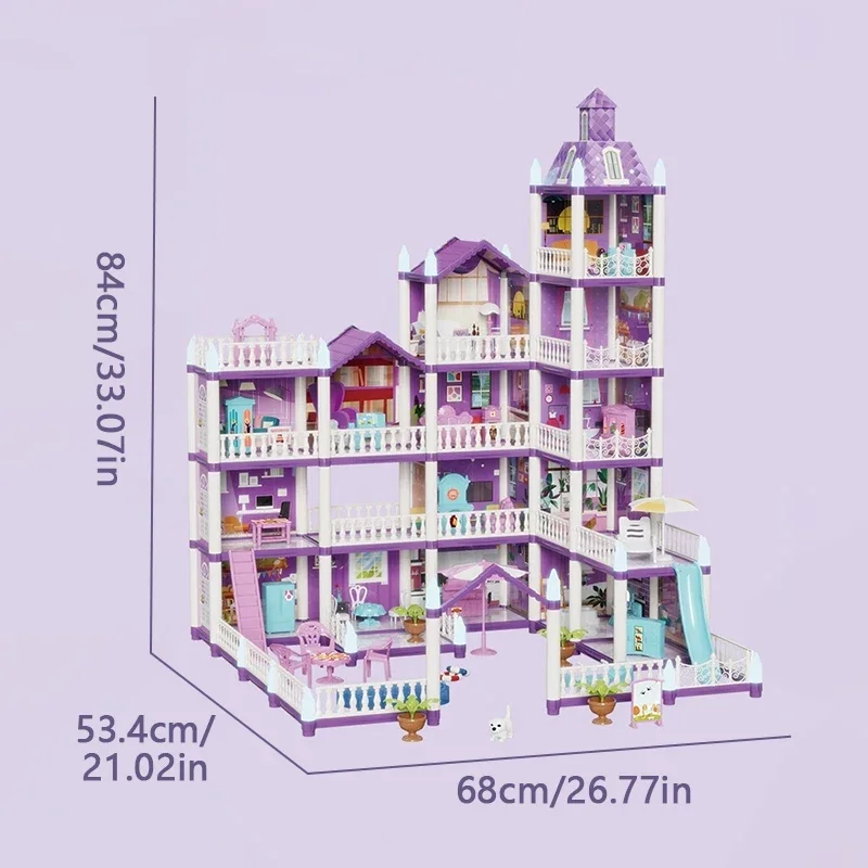 Casa de muñecas grande de madera con muebles para juego educativo - imagen 5