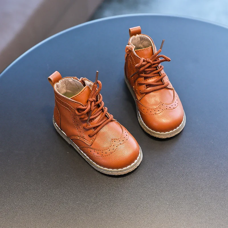 Botines de cuero de otoño para niños – estilo vintage - imagen 3