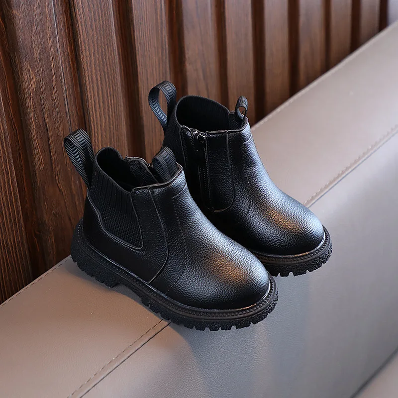 Botas antideslizantes cálidas de felpa para niña estilo británico