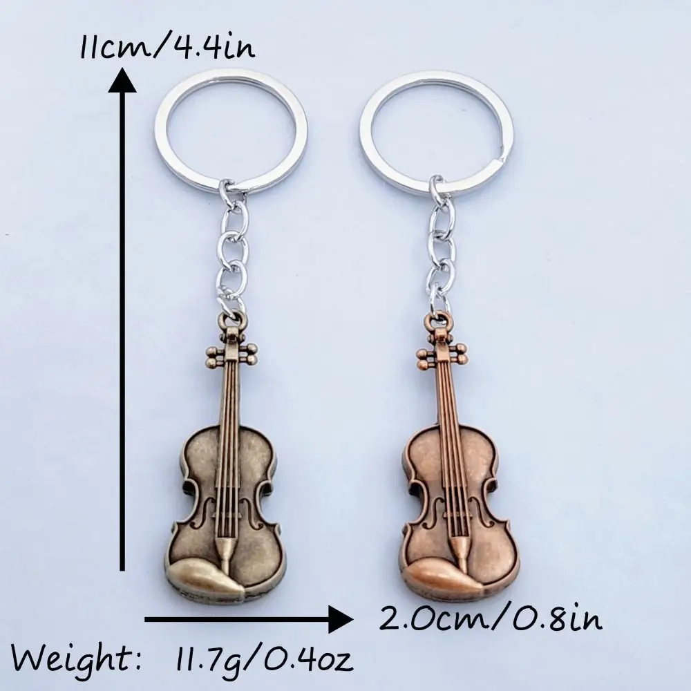 Llavero de violín vintage en cobre y bronce, colgante - imagen 2