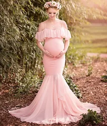 Vestido de maternidad sirena sin hombros para sesión de fotos