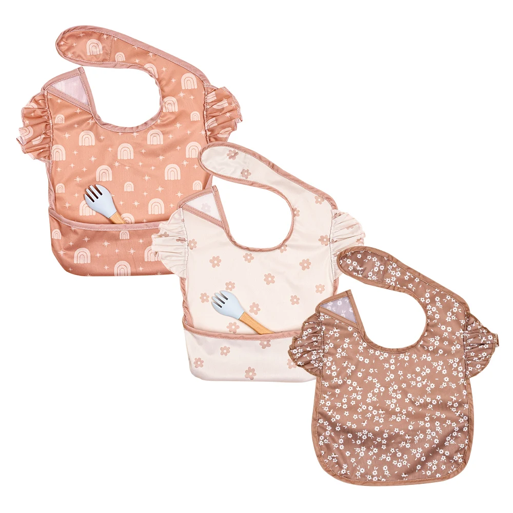 HappyFlute Babero impermeable antimanchas con flores para niña
