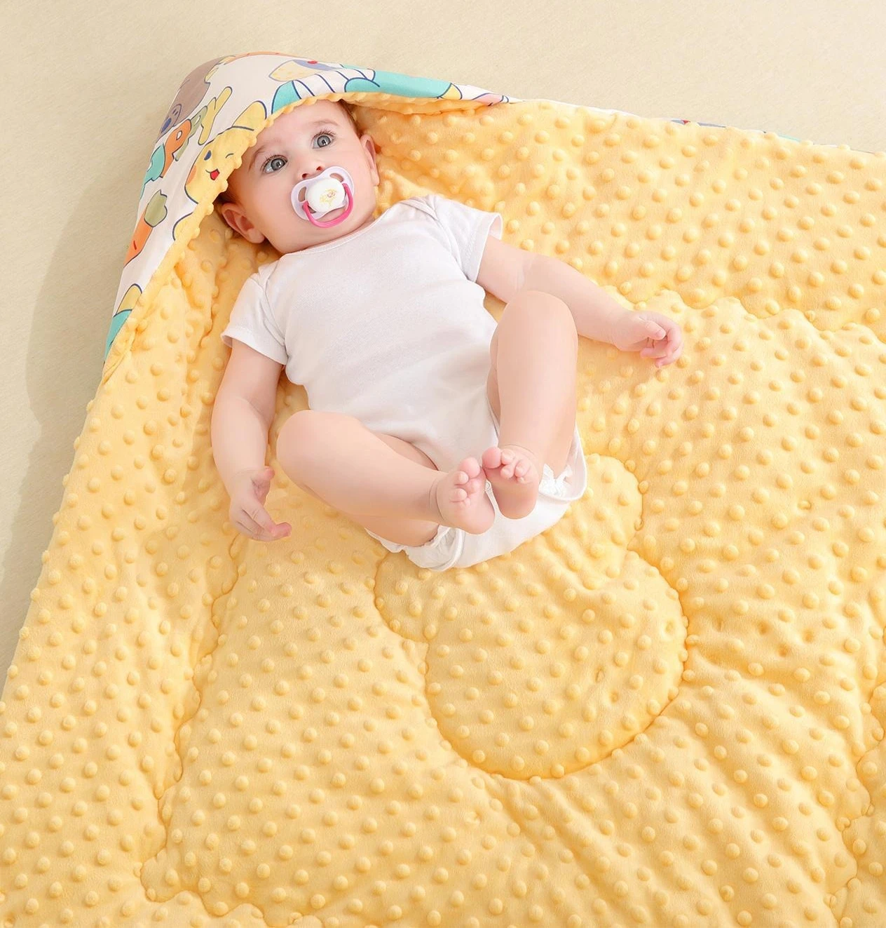 Manta gruesa para bebé otoño invierno con franela de frijol y diseño envolvente