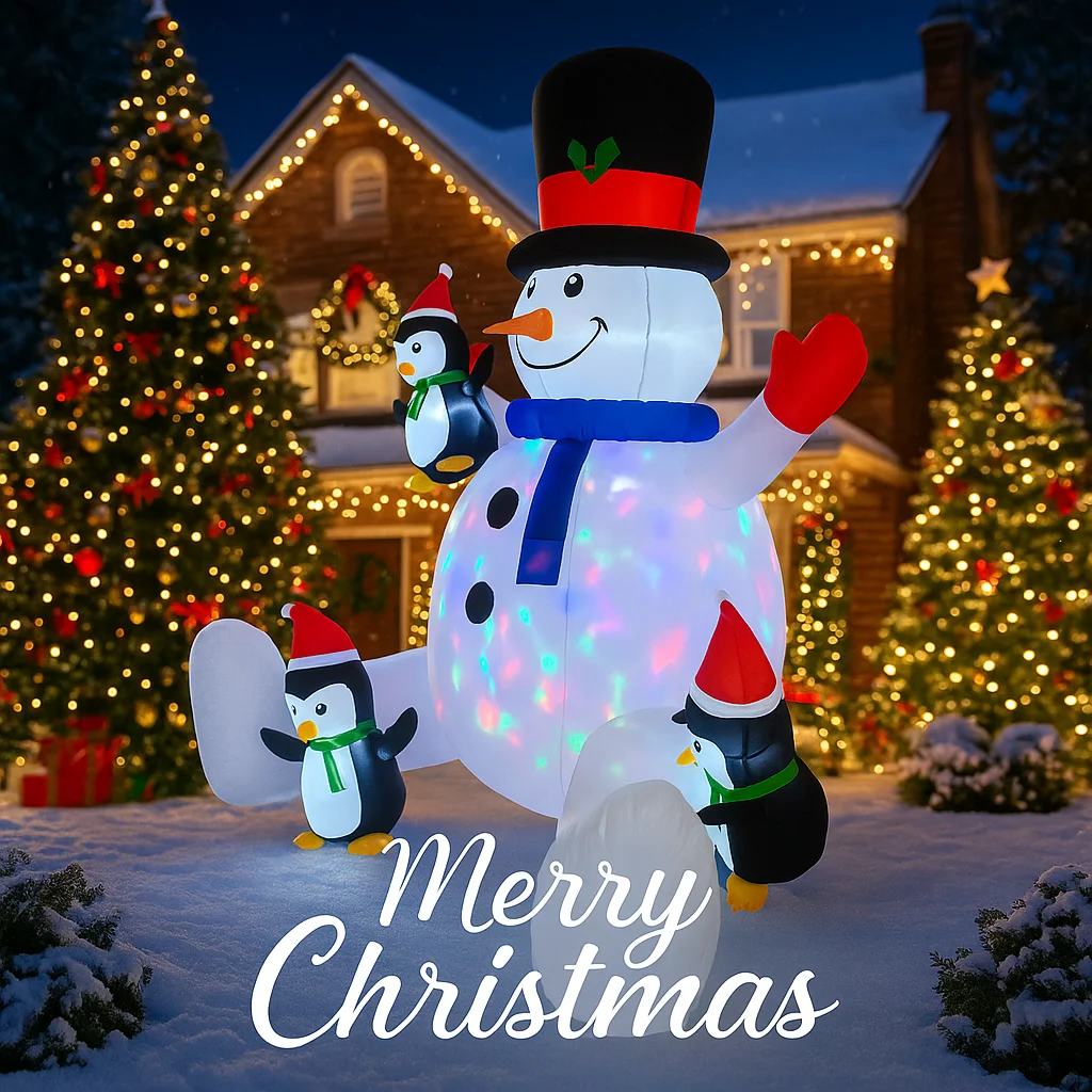 Muñeco de nieve inflable con luces LED, decoración navideña - imagen 3