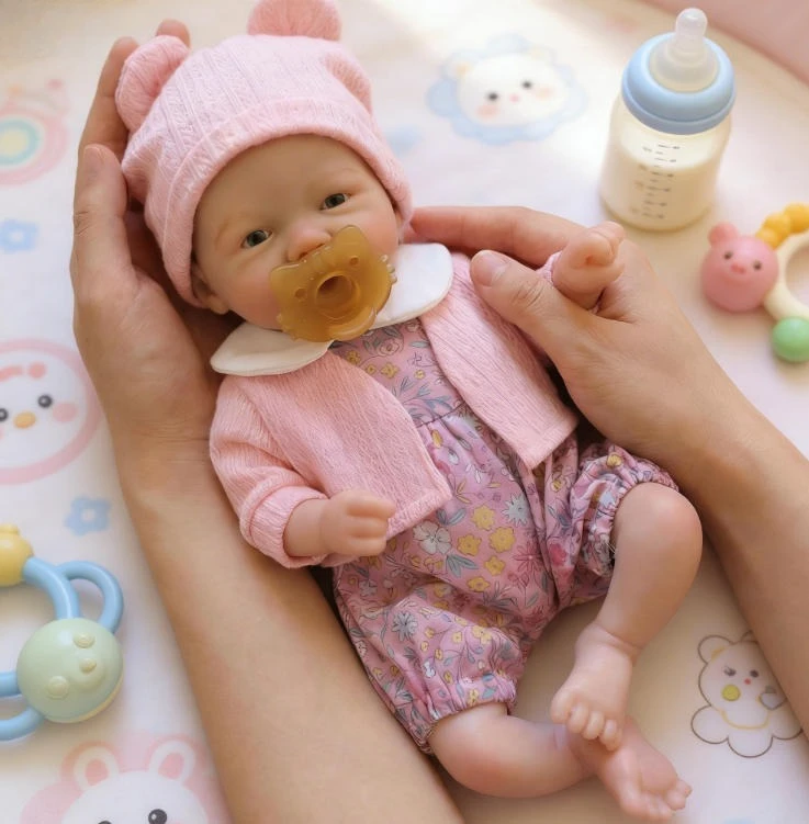 Muñeca Reborn Vivienne de silicona con boca abrible - imagen 5