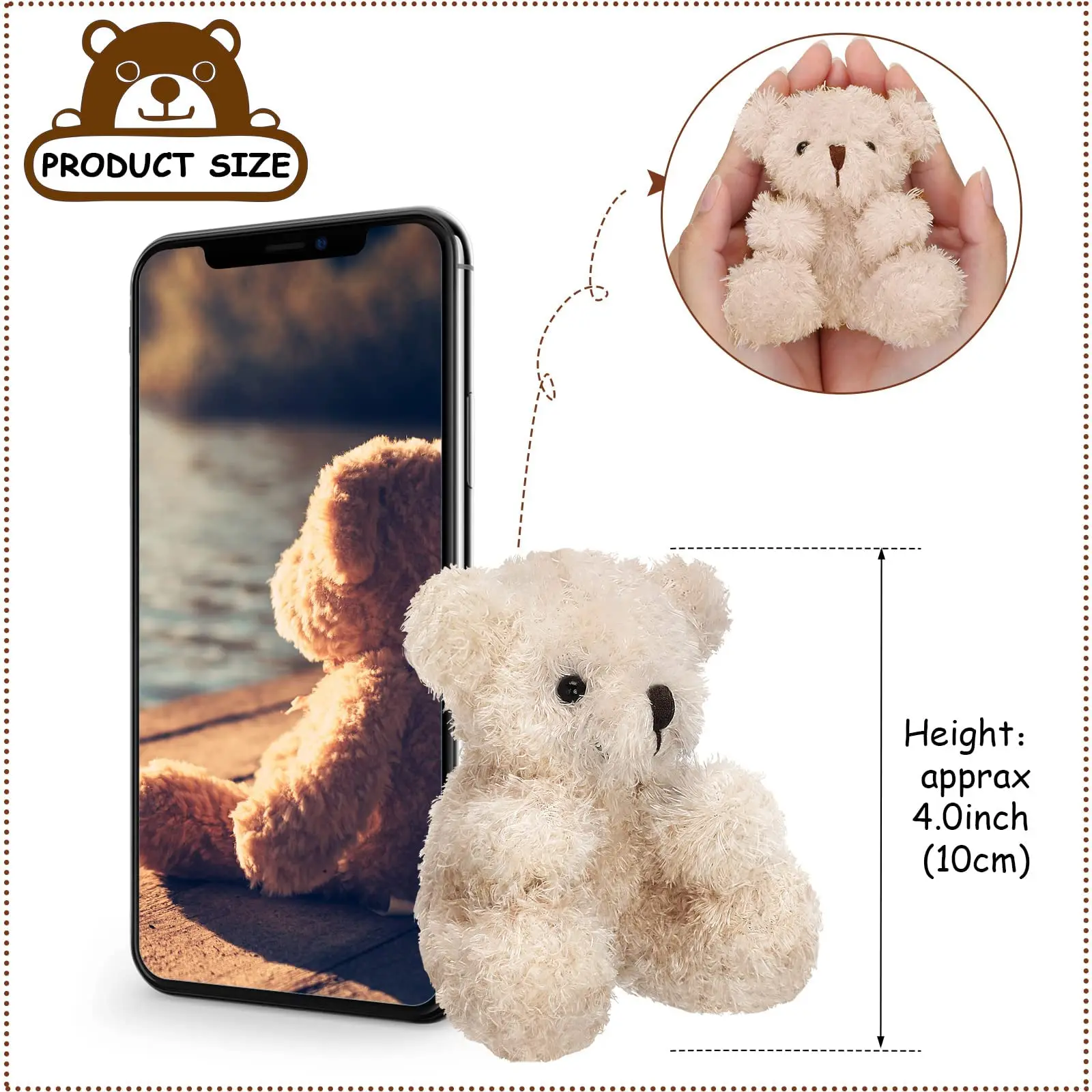 Mini osito de peluche suave para regalo: oso peludo - imagen 3