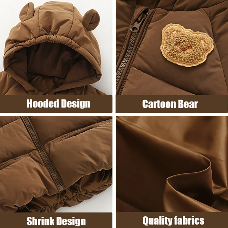 Abrigo de invierno osito con capucha para bebé de algodón - imagen 5