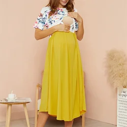 Vestido de lactancia manga corta y cuello redondo para verano