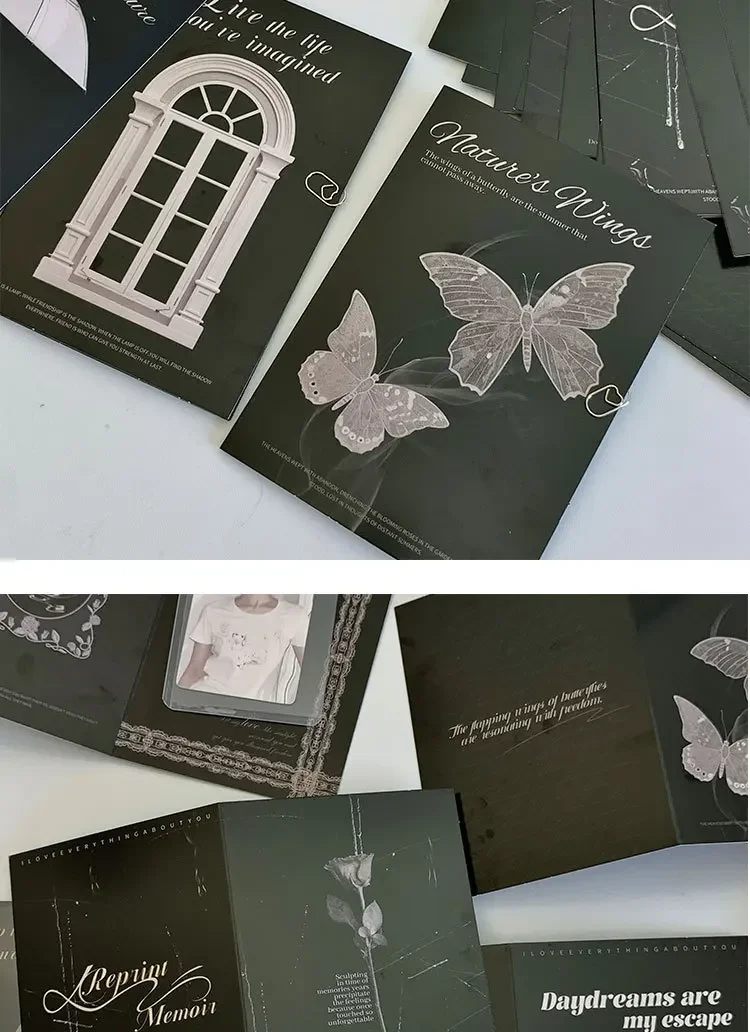 Vista de tarjetas plegadas y formato de invitación