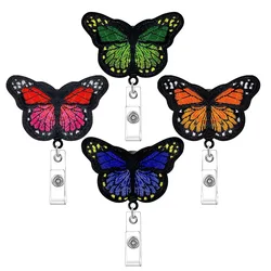 Porta tarjetas retráctil con cordón y mariposa para identificación