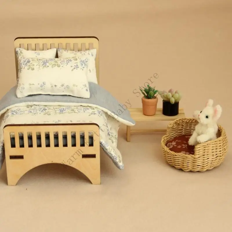 XXFE Casa de muñecas para gatos con cama de ratán y puerta - imagen 5