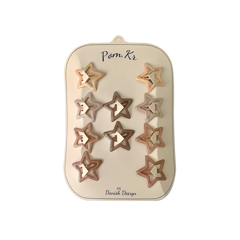 Pinzas para el cabello con estrellas coloridas y purpurina para niñas