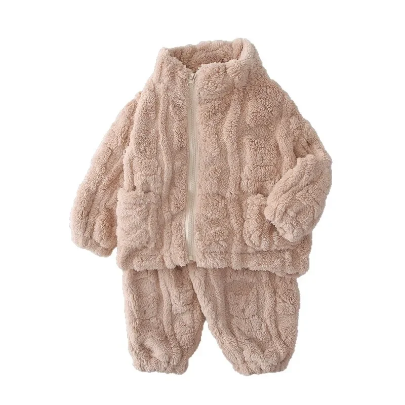 Conjunto de pijama de franela dos piezas con cremallera infantil - imagen 3
